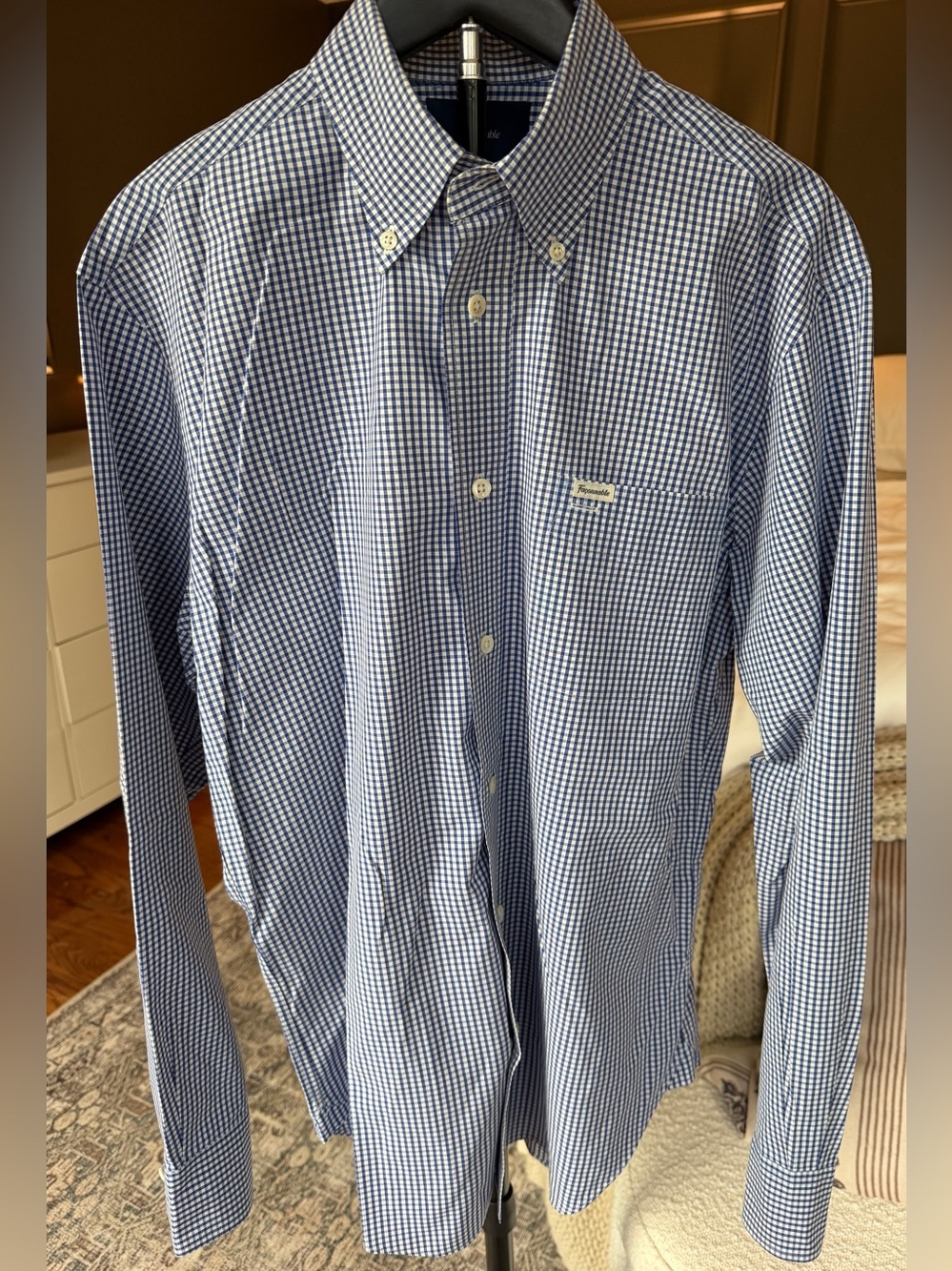 Façonnable Classique Men’s Blue White Gingham Button Down Shirt M